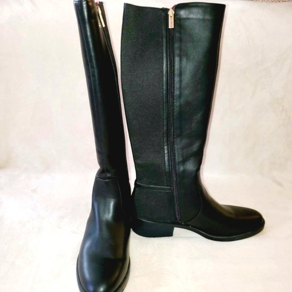 LNew-Tommy Hilfiger Black Imizza Pleather Knee-High Sturdy Boots. Unisex. Gift - Picture 3 of 8